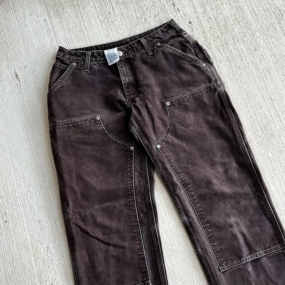 Carhartt WOMENS faded brown double knee work wear carpenter pants